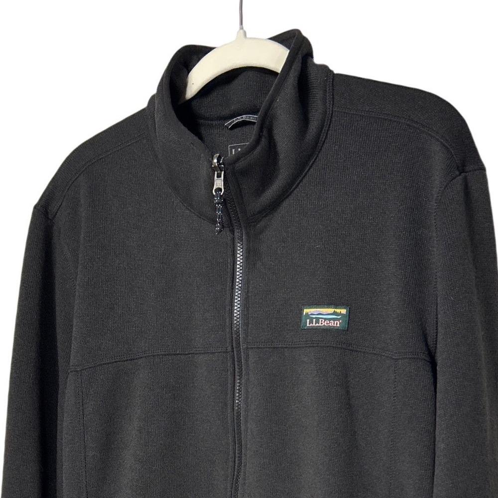 LL Bean Full Zip Sweater Fleece Jacket Men's Black Size XXL EUC